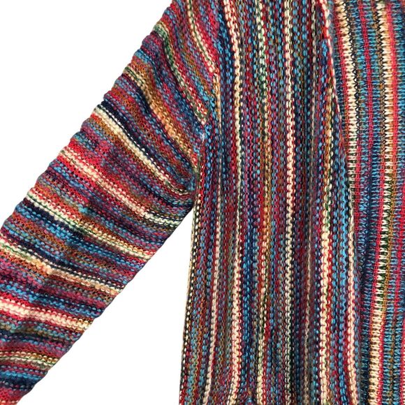 POL Multi-colored Duster Length Lightweight Cardigan, Open Front, Pockets, SZ L - Picture 6 of 12